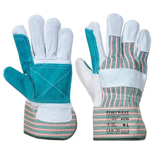 Portwest Unisex Vuxen A230 Dubbel Handflata Rigger Handskar XL Grå Grå XL