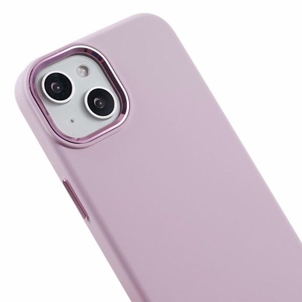 iPhone 15 Plus Skal Flytande Silikon AluLens Rosa