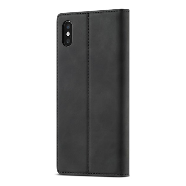 iPhone X/Xs - LC.IMEEKE Læder Flip Cover - Sort Black Sort