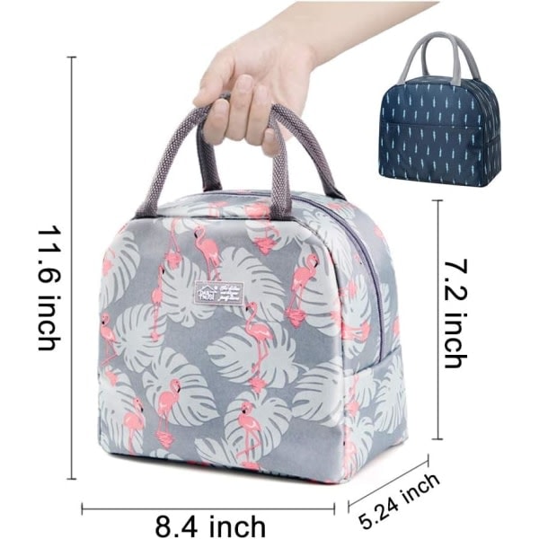 Lunchväska, Oxford-tyg Lunchbox Vattentät tygväska Läcksäker termisk organizer för män, kvinnor, flickor (Flamingo)