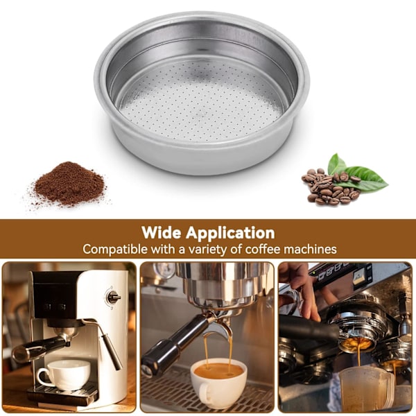 Rustfrit stål kaffefilter, dobbeltlags trykfilterkurv Espressofilterkurv til kaffemaskine