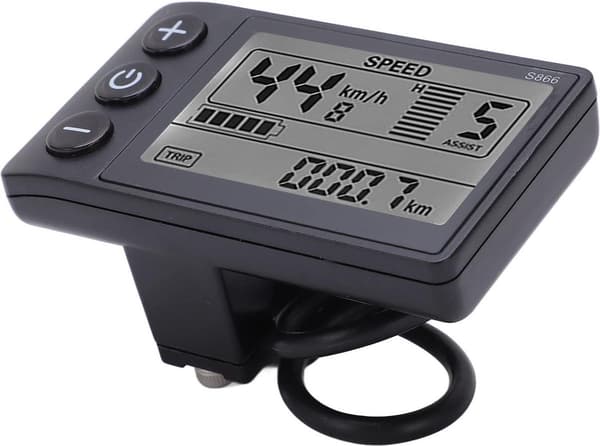 S866/S900 Elcykel LCD-display, Multifunktionshastighedsmåler, Baggrundsbelyst ABS Vandtæt, 24V/36V/48V Til E-cykler, 22,2 mm Styr