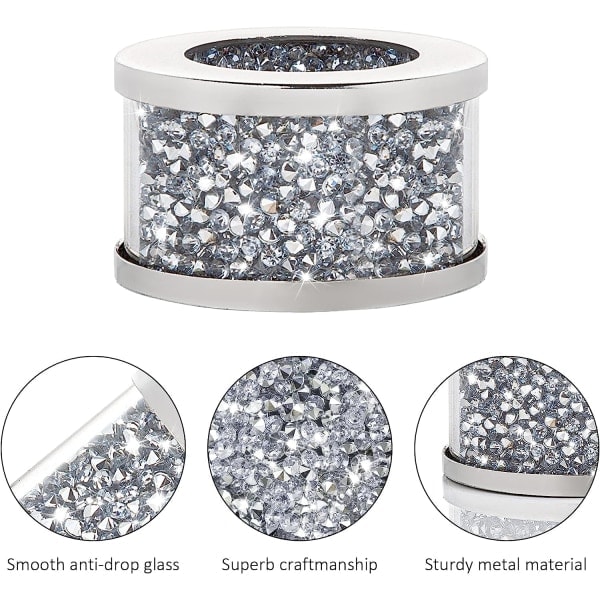 Servettringar Silver Set om 4, Bling Servetthållare Full av Ossad Diamant för Middagsbjudning, Bordsdekoration