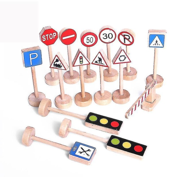 Craft Wood Enlightenment Movement Traffic Logo Toys (16 kpl, puun väri)