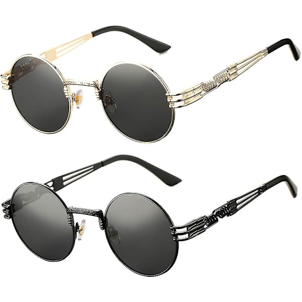 Retro runde Steampunk solbriller John Lennon
