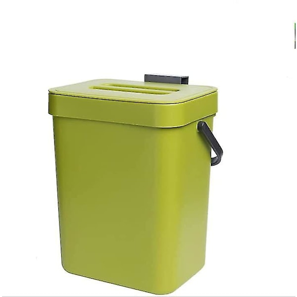 Kökskompostbehållare, bänkkorgar, täckta behållare, inomhuskompost, 5 liter, grön