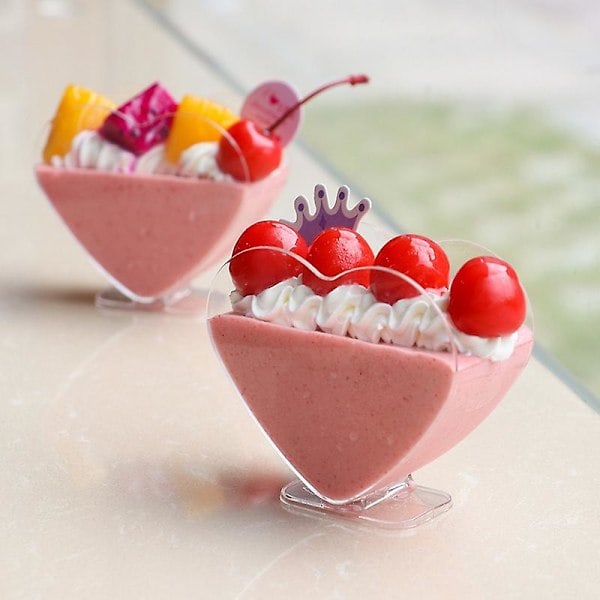 20 st/set Dessertskål Hjärtformad Bred Öppning Plast Mini Smakprov Parfait Serverings Mousse Kopp Baktillbehör Jikaix