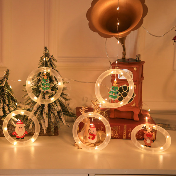 Jul fönsterbelysning LED String Light Gardin Fairy Light med dekoration