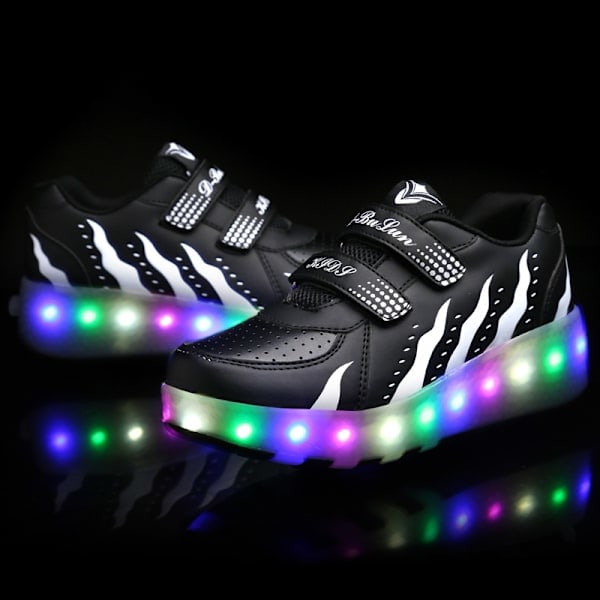 LED-rullakengät lapsille, valaistut rullakengät pyörillä, musta