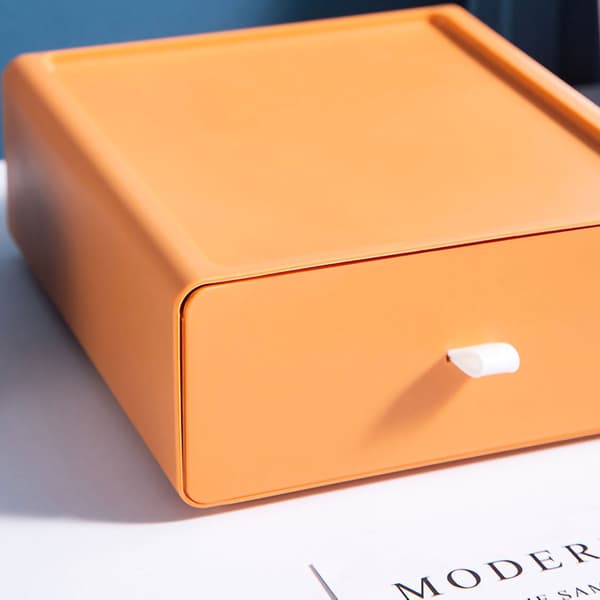 Stackable Orange Desk Organizer Strong Load-Bearing Storage Box for Office Supplies