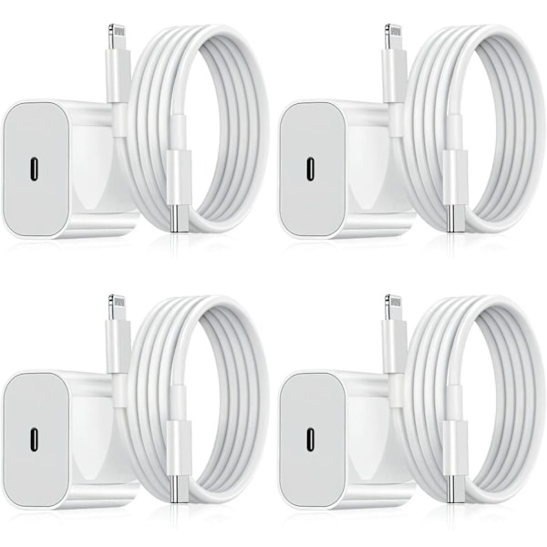 iPhone Oplader - Hurtigoplader - Adapter + Kabel 20W USB-C Hvid 4-Pak iPhone 4-Pak iPhone 4-Pak[qb] 4-Pak iPhone