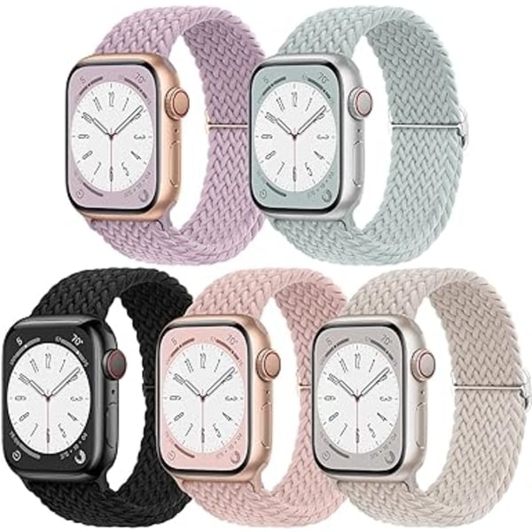 5-pak flettet kompatibel til Apple Watch Band 38 mm 40 mm 41 mm 42 mm 44 mm 45 mm 49 mm til kvinder mænd, iWatch Series Ultra 8 SE 7 6 5 4 3
