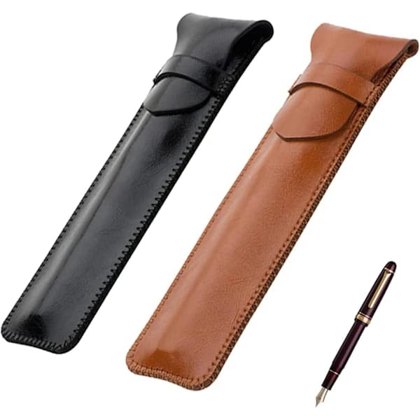 2-pack läderfodral för kulspetspenna, läderpennfodral[CO]