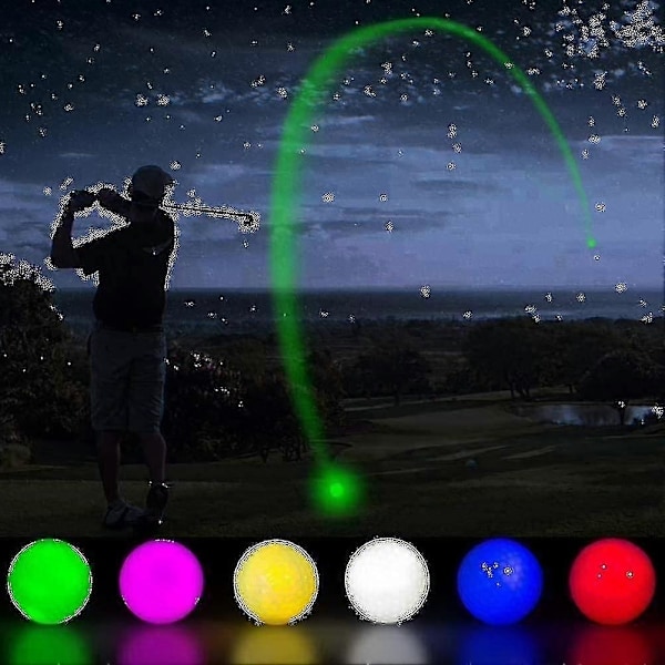 6 LED-lysende golfbolde, blinkende lysende golfbolde, natlys