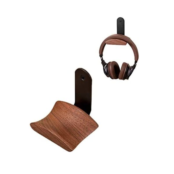 Hörlurskrokhållare, hängande fäste, hörlursställ, krok, väggfäste, hörlurshållare i valnötsträ för hörlurar, studio- och pc-spel