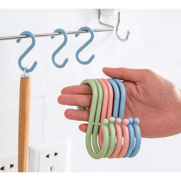 24 Creative Multifunctional S-shaped Hooks Plastic Clothes Hanger Hanging Hooks S-shaped Clothes Hooks Large 12*5cm