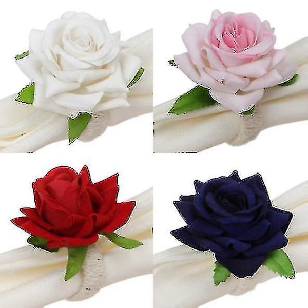 Håndlavede blomsterservietringe sæt med 6