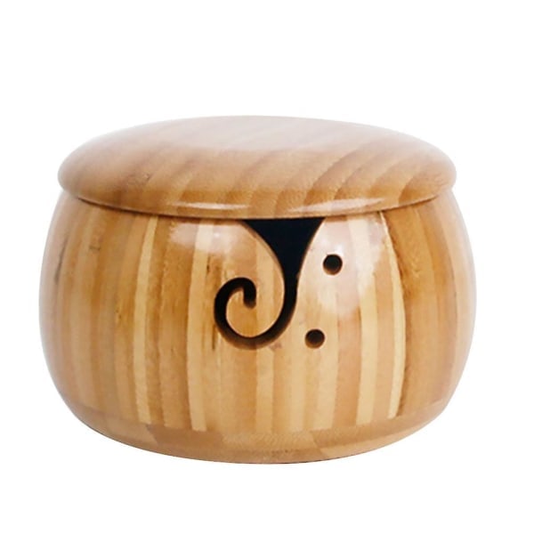 Trägarnboll eativ Säilytyspallo Bambu Moderni Trägarn Neulontatarvikkeet Kannella (litteä kansi) Puun väri 13x13x9.2cm Puun väri 13x13x9.2cm