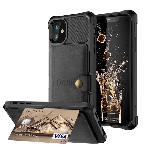iPhone 12 Pro Max - Cover med magnetisk pung - Sort Sort Sort