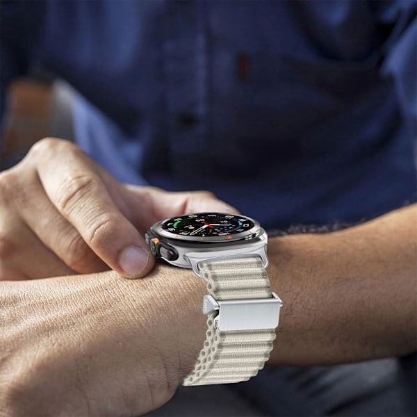 Tech-Protect Galaxy Watch Ultra 47 mm Armbånd Weave Pro Crayon White