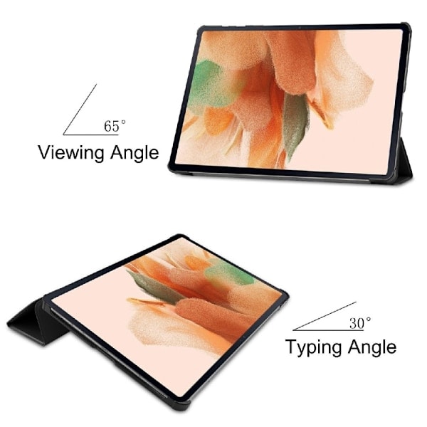 Samsung Galaxy Tab S7 FE / S7 Plus / S8 Plus Kotelo Tri-Fold Musta Musta
