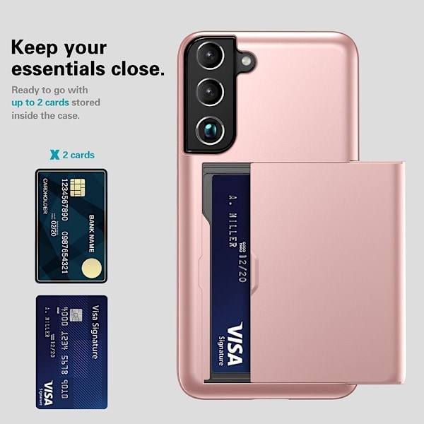 Samsung Galaxy S22 Plus Hybridikuori Korttitaskulla Pinkki