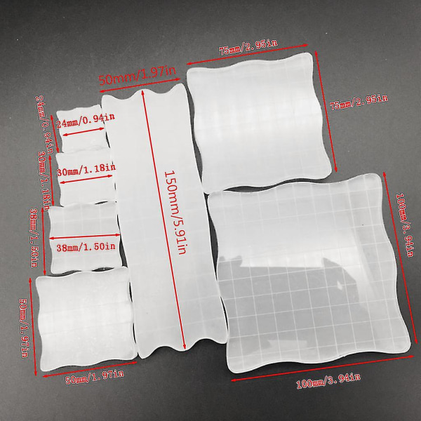 7 st/set Transparent Akryl Clear Stämpel Block Pad Scrapbooking Diy Handgjord Också