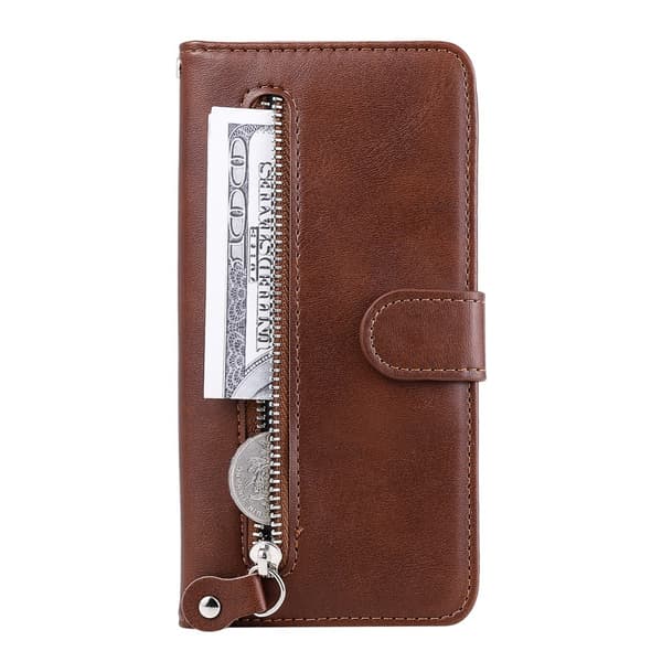 iPhone 16e Classic Zipper Wallet Case - Brown Brun brown