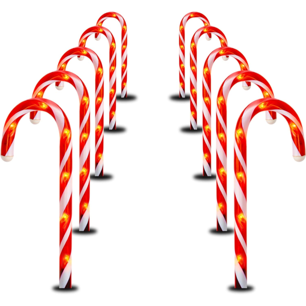 25 cm julgransgodisstrålkastare, set med anslutningsbara julgransgodisstrålkastare för julgräsmattsdekorationer