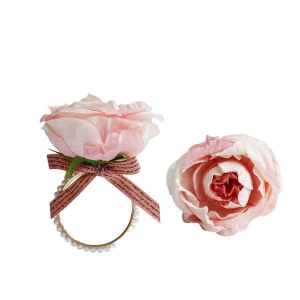Set med 12 blomsterserviettringer hvite roseserviettringer håndverk blomsterserviettringer hvit blomsterserviettholder serviettholder