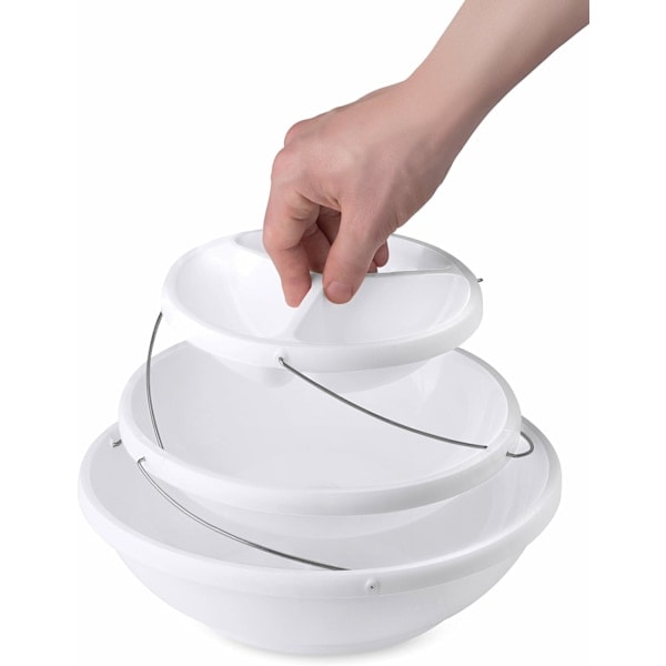 3-lags foldbar skål: Dekorativt design, foldbar, sparer lagerplads. Perfekt til snacks, salater og frugt