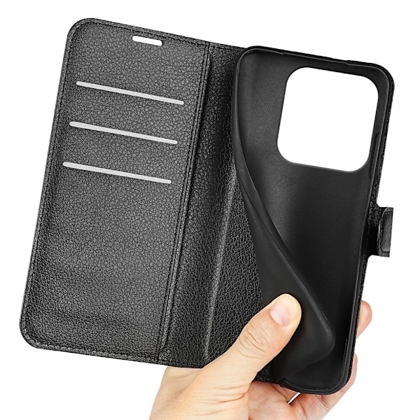 Xiaomi Redmi Note 14 5G Etui Litchi Læder Sort