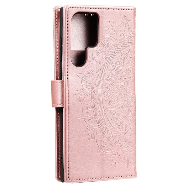 Samsung Galaxy S22 Ultra Skal Mandala Läder Roséguld