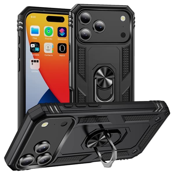 iPhone 17 Pro Deksel Støtsikkert Hybrid Ring Svart 53