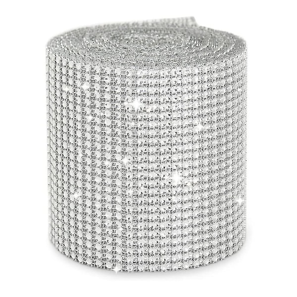 Selvklebende Rhinestone Strips Diamond Bling Crystal Ribbon, sølv