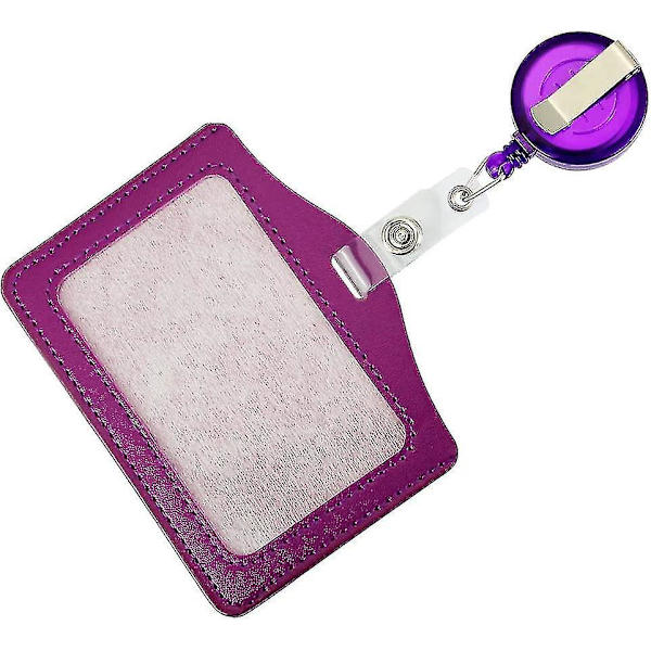 10 st Namnskylthållare PU Läder ID-korthållare med Retractable Badge