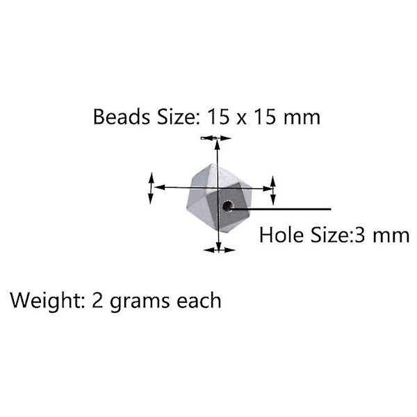 100 st 15 mm geometriska snidade oktagonala träpärlor, fasetterade geometriska träpärlor (hål: 3 mm)