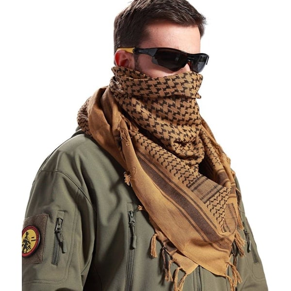 2 st Militär Shemagh Taktisk Öken Keffiyeh Huvud Halsduk Arabisk Sjal med Tofs 110x110 cm (Camo Grön)