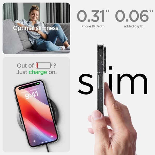 Spigen iPhone 16 Deksel Liquid Crystal Glitter Crystal Transparent Termoplastisk polyuretan (TPU)