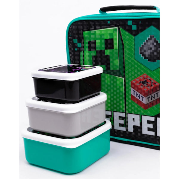 Minecraft Creeper Madkasse og Flaske (5-pak) One Size Blå Sort/Grøn/Hvid One Size Blue