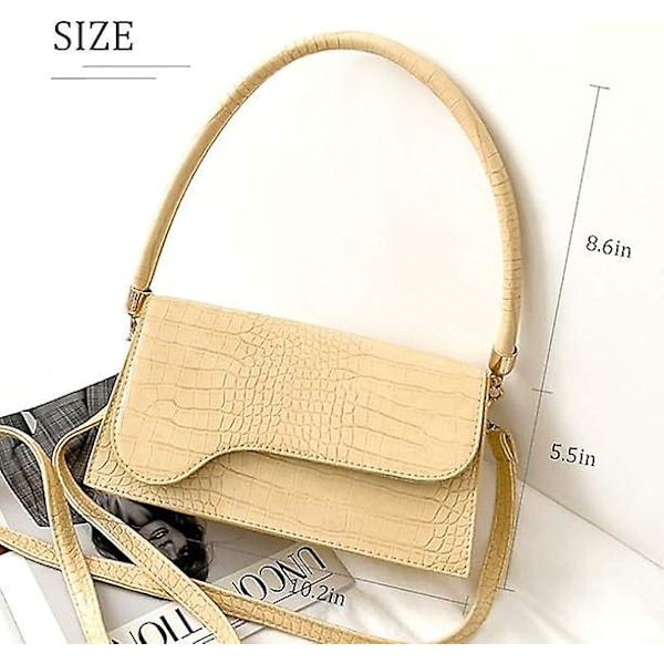 Retro Klassisk Koppling Väska Axelväska Krokodil Mönster Liten Crossbody Handväska för Kvinnor