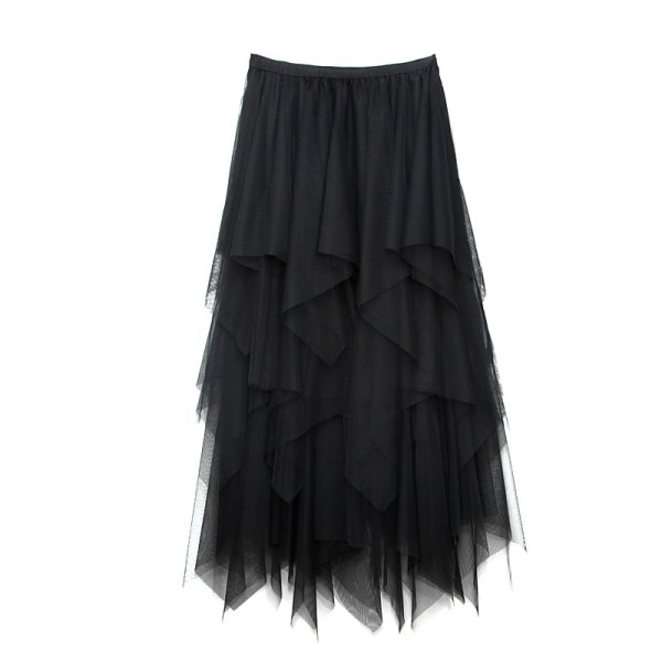Kvinnor Tyllkjol Elastik midja Mesh lång stycke kjol black,L 630f | Fyndiq