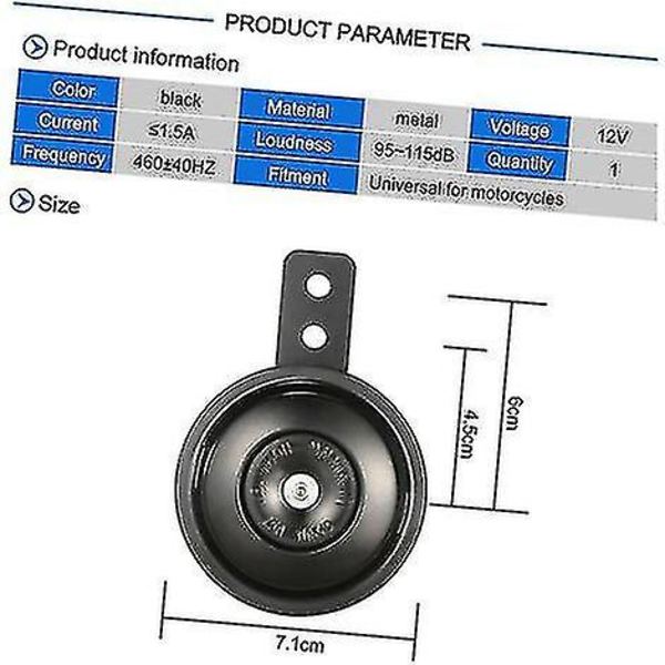 Mini 71mm Super Høylytt Metall Elektrisk Horn Vanntett 12v 105db Universal For Motorsykkel