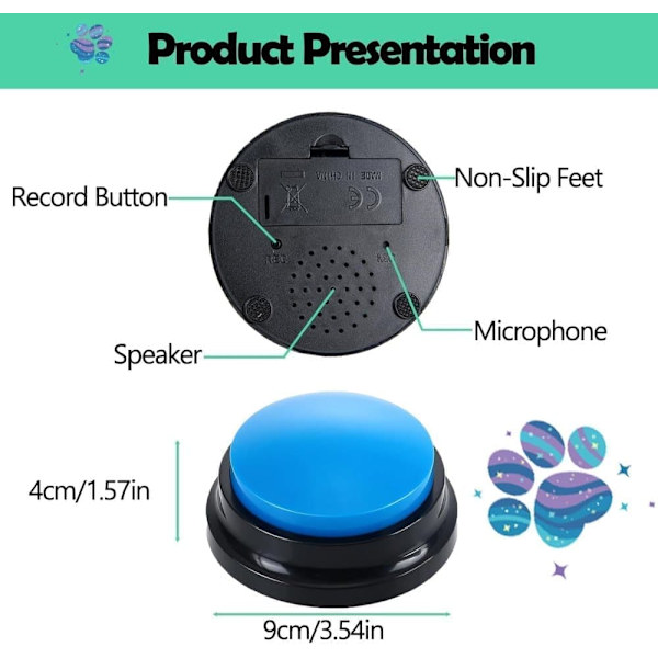4-pack Talking Buttons for Dog & Cat, Dog Training