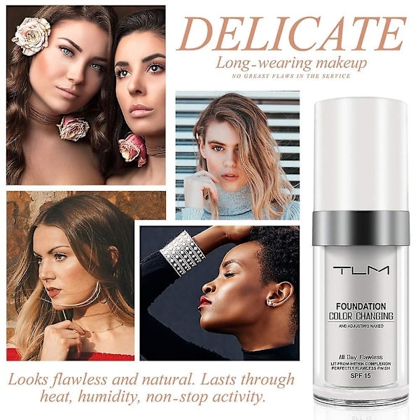 2 stk Tlm Fargeendrende Foundation for Aldrende Hud, Flytende Makeupbase Naken Ansiktsdekning Concealer