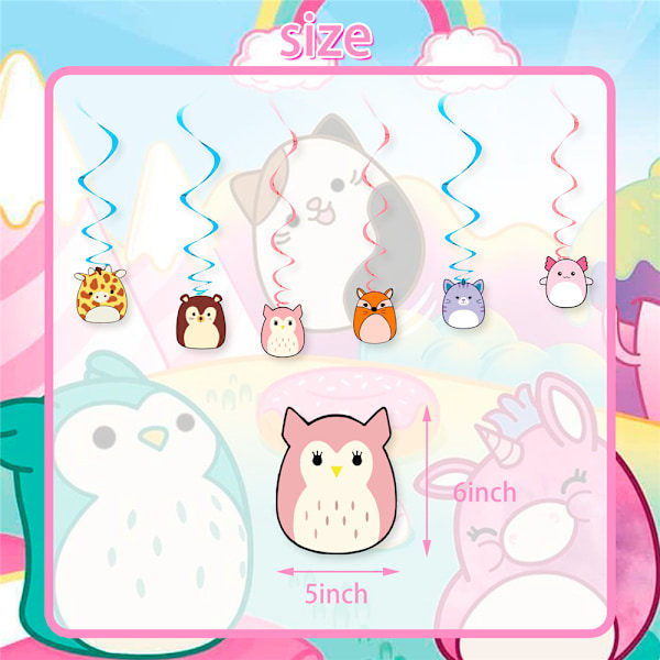 Squishmallow Gratulerer med dagen ballonger Banner Sett Partydekorasjon
