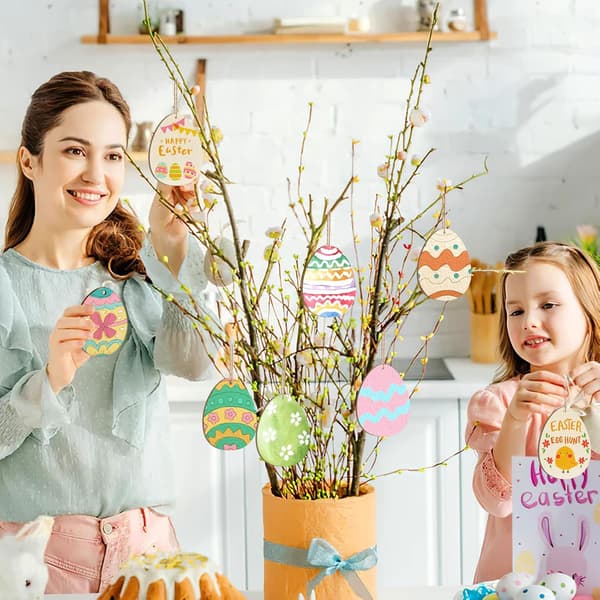 Tre-egg ornamenter til maling påskepynt utskjæringer ubehandlet 24 stk 8,9 x 7,6 cm