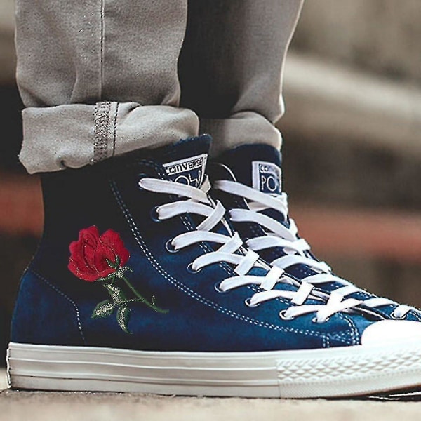 10 stk Blomster Boho Rose Patch Brodert Retro Blomster Applikasjon Stryk På Sy På Kjærlighet Emblem