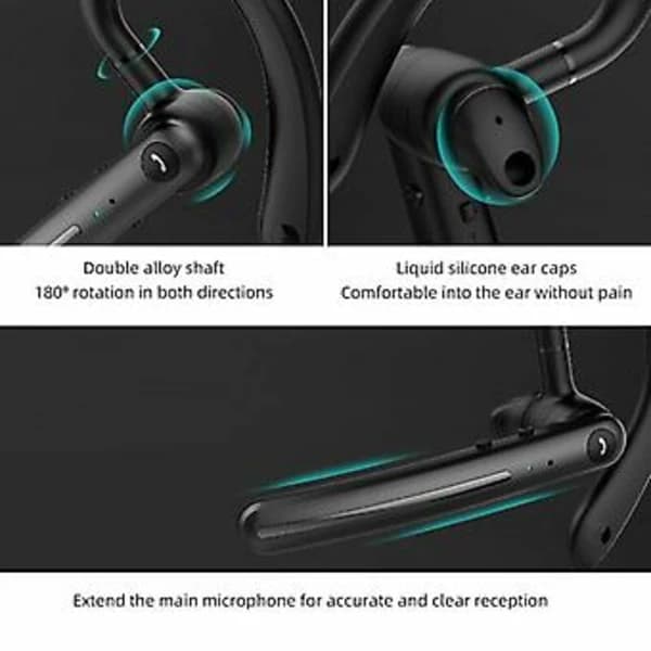 Trådløst Bluetooth 5.0 Headset Ørepropp Lastebilsjåfør Hodetelefoner Støyreduksjon (Blå)[CO]