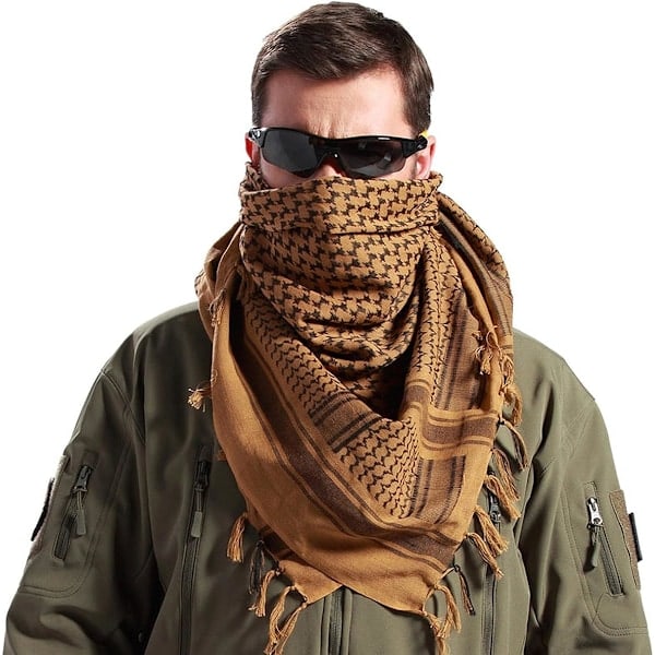 2 st Militär Shemagh Taktisk Öken Keffiyeh Huvud Halsduk Arabisk Sjal med Tofs 110x110 cm (Camo Grön)